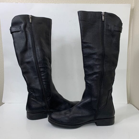 Franco Sarto Castor Leather Knee High Festival Boho Boots Black Size 8.5 - Picture 2 of 7